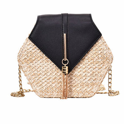 Mulit Style Straw+leather Handbag - Luniestore