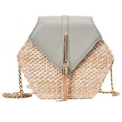 Mulit Style Straw+leather Handbag - Luniestore