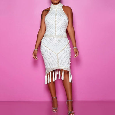 Beading White Plus Size Bodycon Dress 5xl Sexy Party Dinner