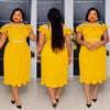 Lunie Plus Size Clothing for Women Summer African Women New Arrival Yellow White Dress