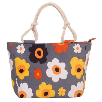 Flower Printing Canvas Graffiti Shoulder Bag - Luniestore