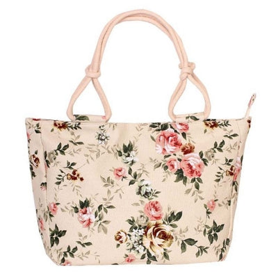 Flower Printing Canvas Graffiti Shoulder Bag - Luniestore