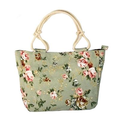 Flower Printing Canvas Graffiti Shoulder Bag - Luniestore