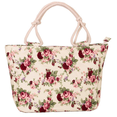 Flower Printing Canvas Graffiti Shoulder Bag - Luniestore