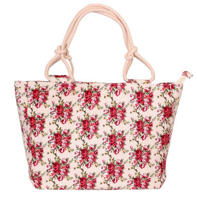 Flower Printing Canvas Graffiti Shoulder Bag - Luniestore